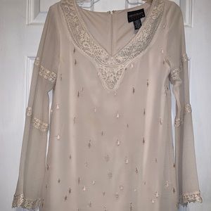 Bell Sleeved Cream Dress